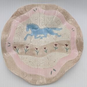 Vintage Barbara Demery Original Southwest Art Pottery Bowl Signed 1987 Horse